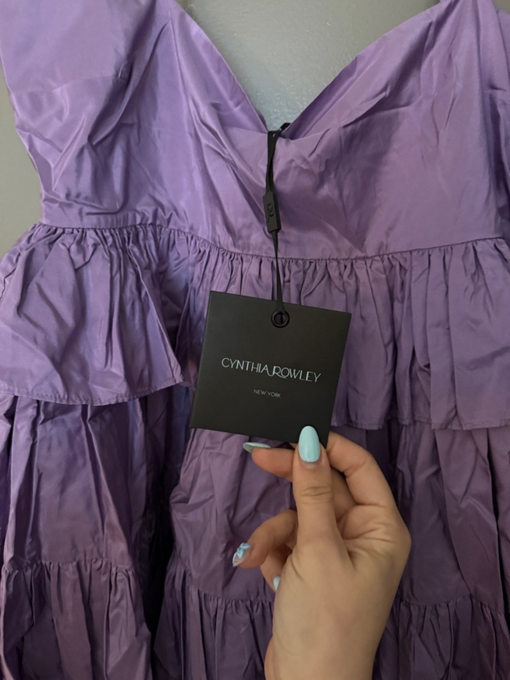 Cynthia Rowley Lilac Ruffled Spaghetti Strap Dress - Picture 2 of 7